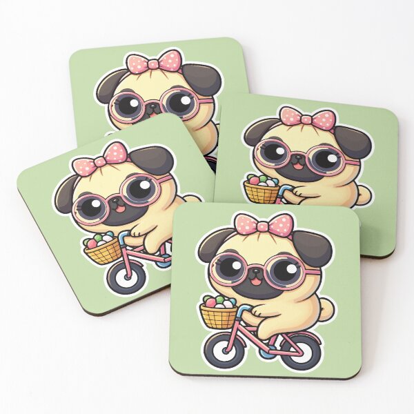 Item preview, Kawaii Cute Pug Riding A Bicycle 4 | Pets and Animals for Men and Women t-shirt designed and sold by panchiTWO.