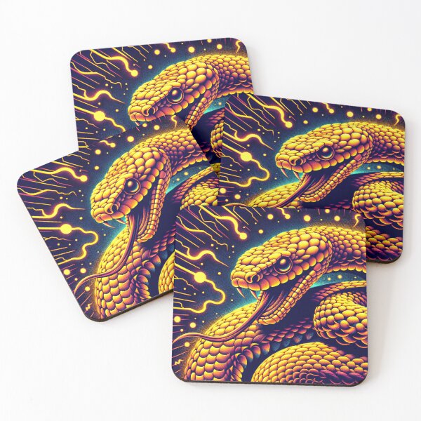 Item preview, Neon Serpent Synthwave Yellow Snake Python Vaporwave designed and sold by dimaxstore.