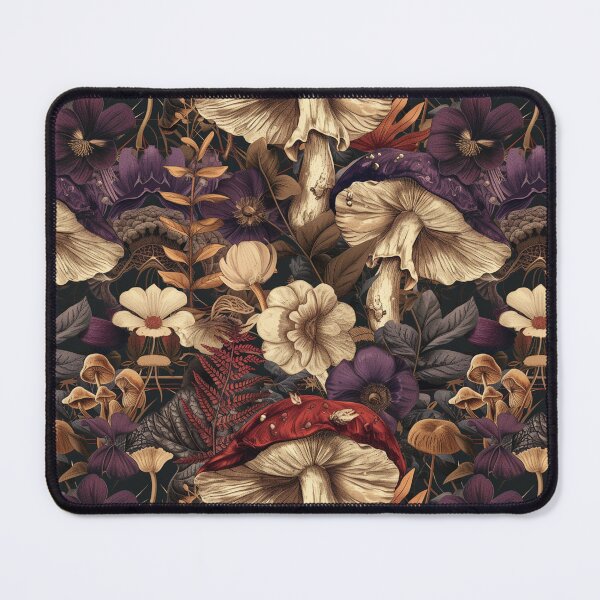 Item preview, Elegant Botanical Mushrooms with Wine and Eggplant Accents designed and sold by 1000Mushrooms.