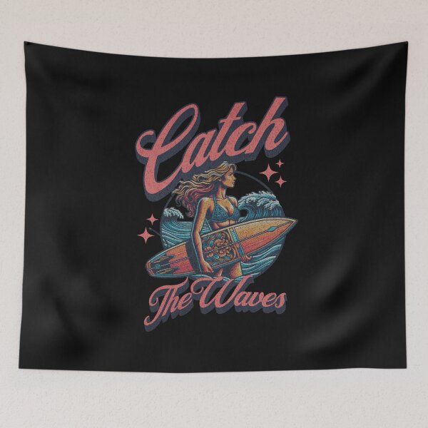 Item preview, Catch the waves surfers girl artwork designed and sold by drawlinershop.