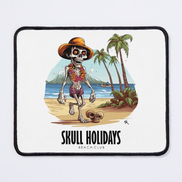 Item preview, Skull Holidays, Skull with sunglasses, palm trees on the beach designed and sold by HIGUMAX.