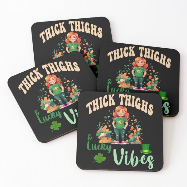 Item preview, Thick Thighs and Lucky Vibes St Patrick's Day Funny Quote designed and sold by smailjr.