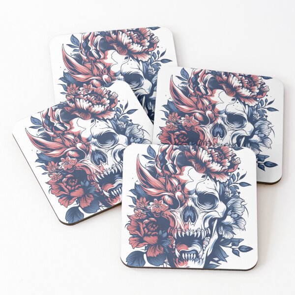 Item preview, Skull surrounded by flowers designed and sold by MateLDN.