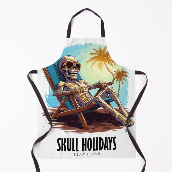 Item preview, Skull Holidays, Skull with sunglasses, palm trees on the beach designed and sold by HIGUMAX.