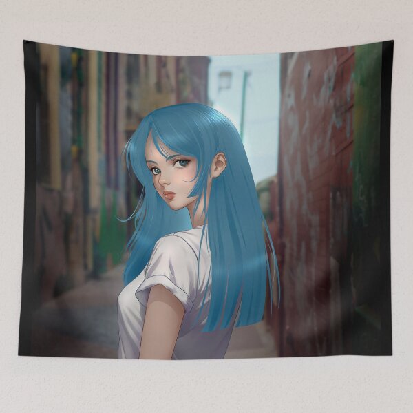 Item preview, Anime girl blue hair designed and sold by Kasza-89.