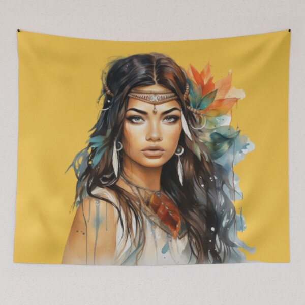 Item preview, Young American Indian woman adorned with Indian jewelry designed and sold by cristina1001.