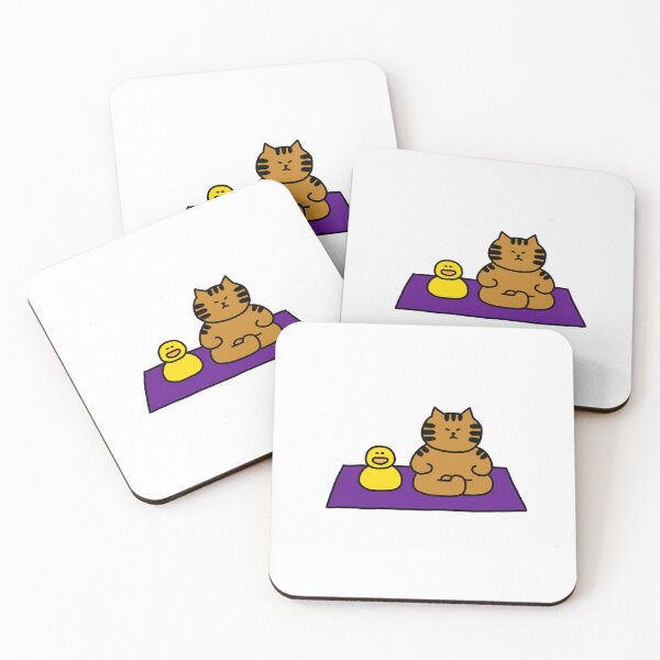 Item preview, a Cat and a Duck sitting in meditation designed and sold by superbaechoo.