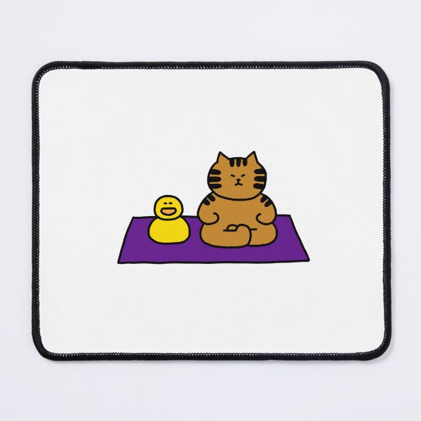Item preview, a Cat and a Duck sitting in meditation designed and sold by superbaechoo.
