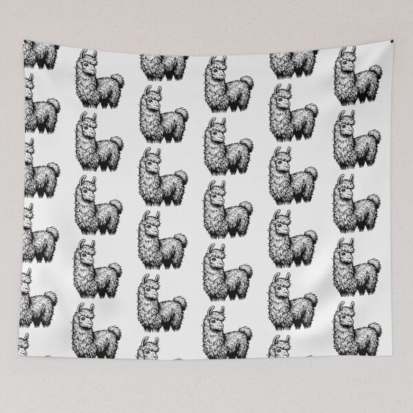 Item preview, Pen and Ink Line Drawing of a Happy Wooly Coated Llama. designed and sold by EdgyEdgeArt.