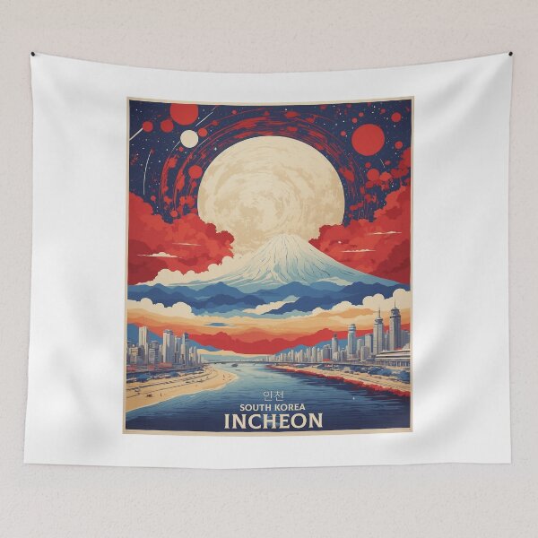 Item preview, Incheon South Korea Starry Night Tourism Vintage Poster designed and sold by TravelersGems.