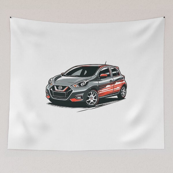 Item preview, Dynamic Nissan Micra Illustration with Vibrant Red Accents designed and sold by DethLock.