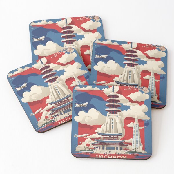 Item preview, Incheon South Korea Tourism Vintage Poster designed and sold by TravelersGems.