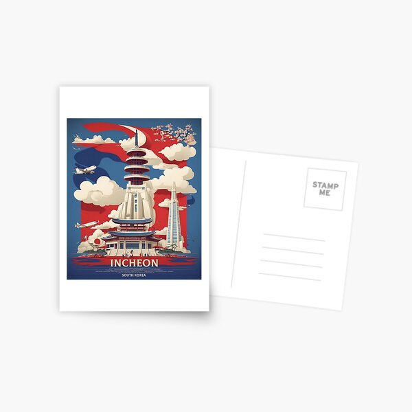 Item preview, Incheon South Korea Tourism Vintage Poster designed and sold by TravelersGems.