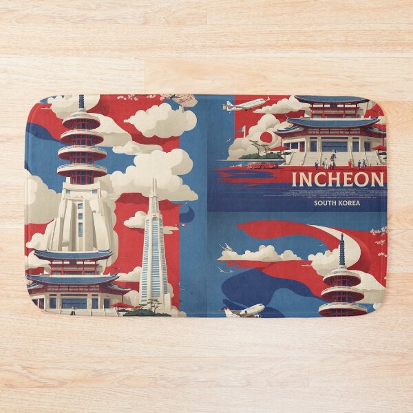 Item preview, Incheon South Korea Tourism Vintage Poster designed and sold by TravelersGems.