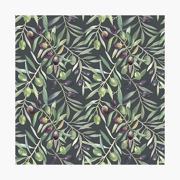 Item preview, Olives Branches Ornament on a Green-Gray Background designed and sold by Flowersforbear.