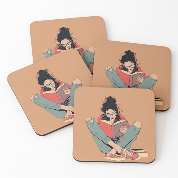 Item preview, Reading Girl in Glasses with the Book Stack designed and sold by ArtemMKV.