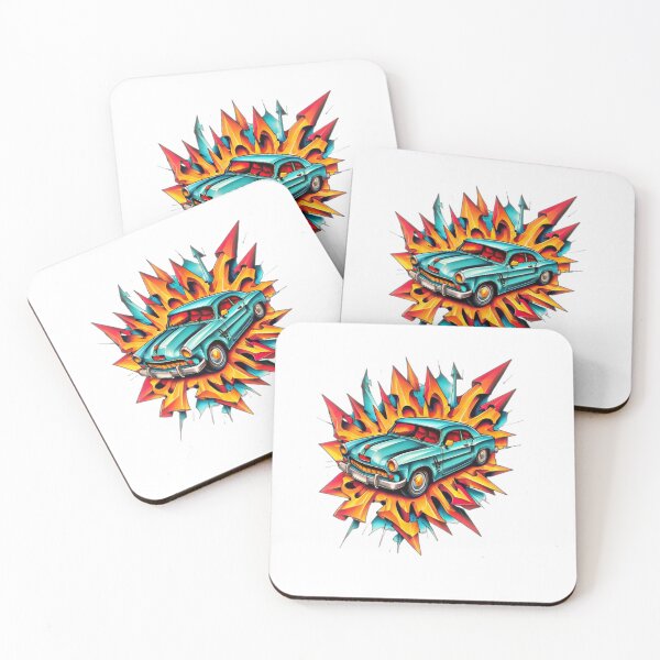 Item preview, "Blue Fire: A Vintage Car's Journey" designed and sold by MYTHIC PEEL STICKERS.
