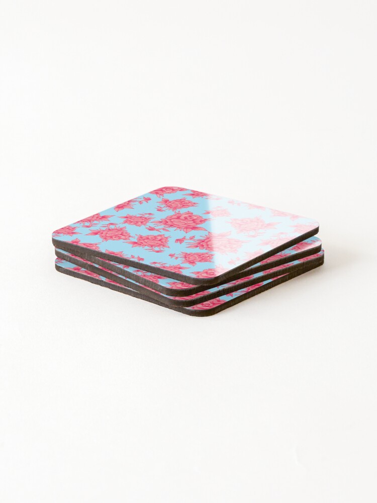 Thumbnail 4 of 5, Coasters (Set of 4), Pink Roses designed and sold by KneeC.