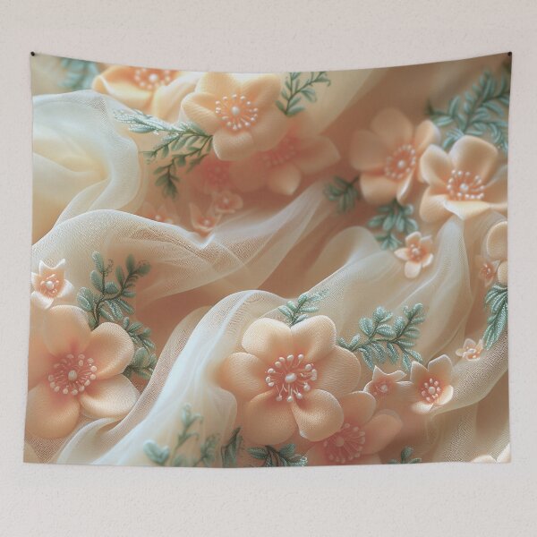 Item preview, Peach fuzz and spring flowers flannel texture designed and sold by Fantasyplus.