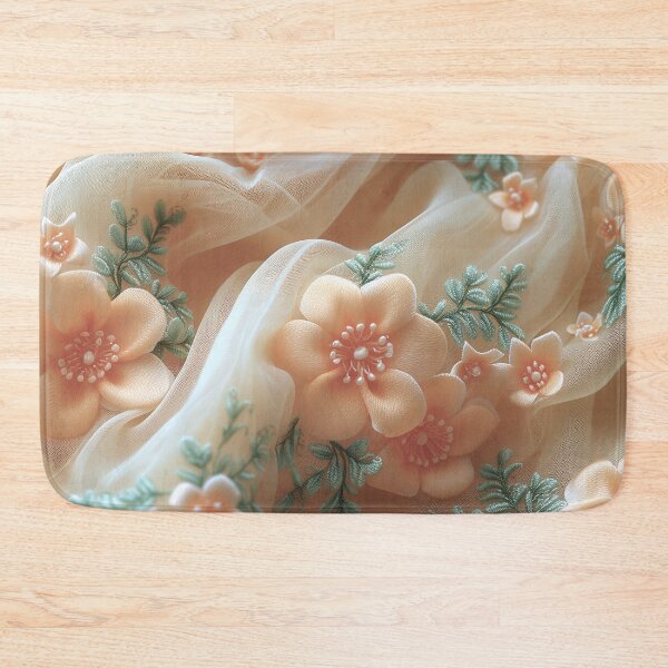 Item preview, Peach fuzz and spring flowers flannel texture designed and sold by Fantasyplus.