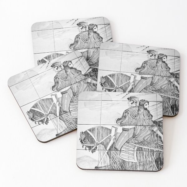 Item preview, On Horseback Tiles Cordoba Black and White Vertical designed and sold by eddiebarronshop.
