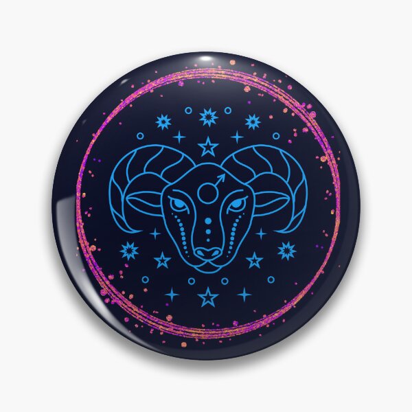 Artikelvorschau,  Funkelndes Sternzeichen Widder – Horoskop-Sternzeichen-Thema auf blauem Hintergrund entworfen und verkauft von CosmicNook1.