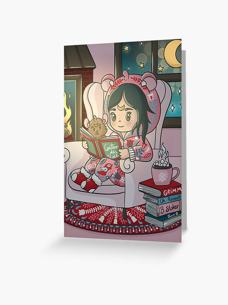 Thumbnail 1 of 2, Greeting Card, Fireside tales designed and sold by Pilou-Pixel.