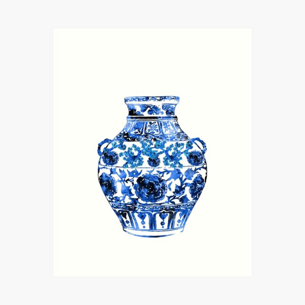 Item preview, Ming Vase,  watercolor ginger jar designed and sold by Rosaliartbook.