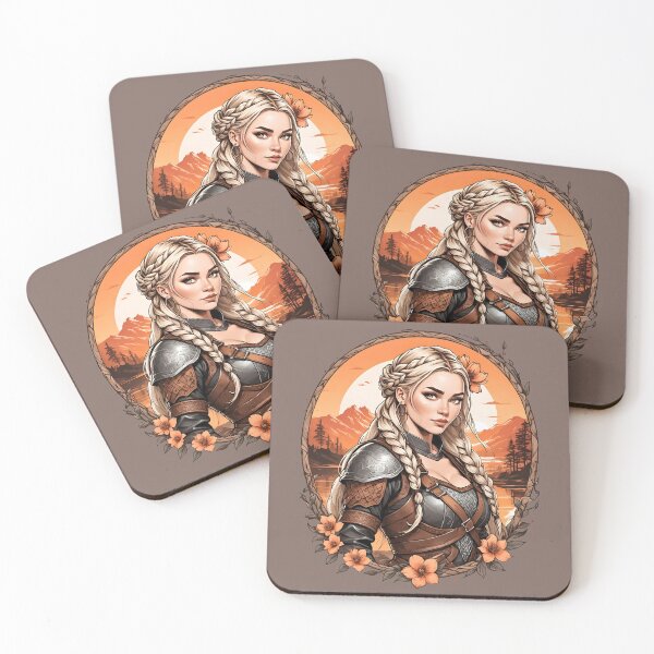 Item preview, Nordic female Viking Warrior sunset retro vintage design designed and sold by BorgSpareParts.
