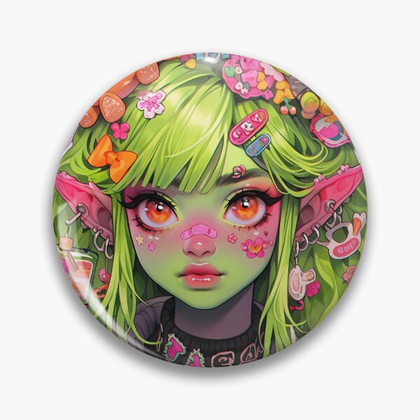 Item preview, Kawaii Whimsical Harajuku Orc Anime Girl designed and sold by bubblegoth.