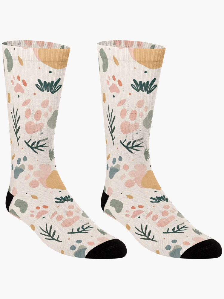 Thumbnail 3 of 5, Socks, Cat footprints pattern designed and sold by TrPatternLab.