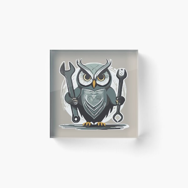 Item preview, owl holding a Wrench, T Shirts for Men designed and sold by Firas Aljazzar.