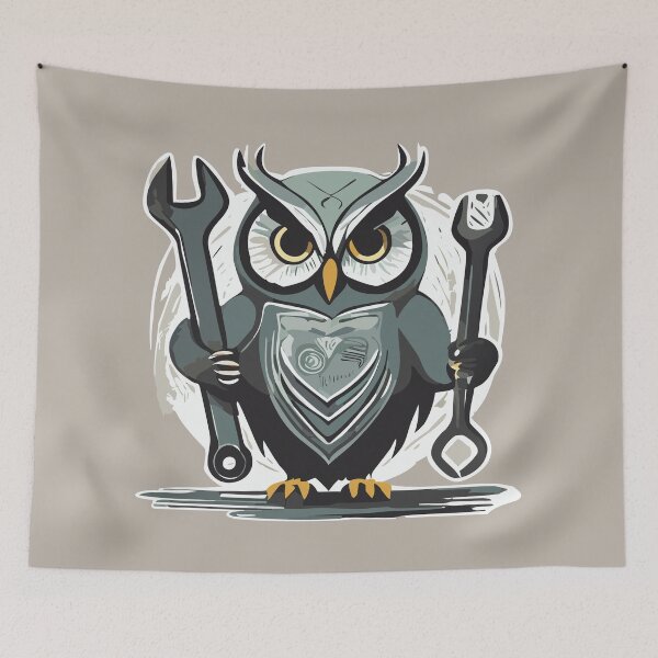 Item preview, owl holding a Wrench, T Shirts for Men designed and sold by Firas Aljazzar.