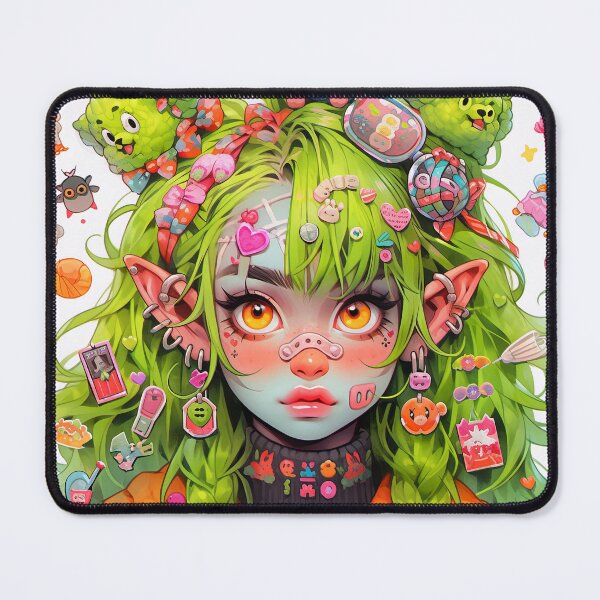 Item preview, Kawaii Harajuku Green Orc Anime Girl designed and sold by bubblegoth.