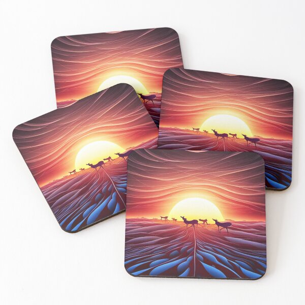 Item preview, Silhouetted Reindeer at sunset designed and sold by George Hutton Hunter.