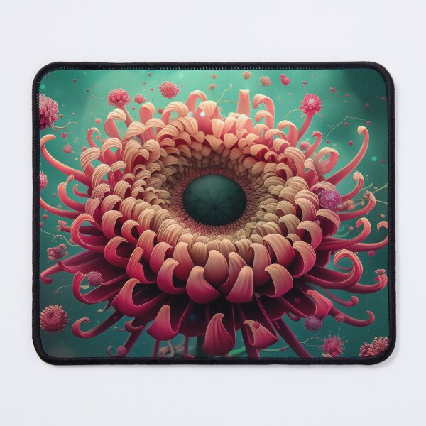 Item preview, Imaginary and cosmic pink flower on a turquoise background. Alien flower designed and sold by David-CoBo.
