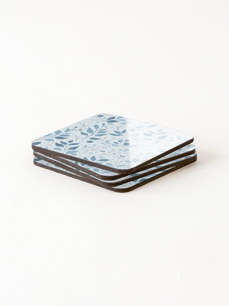 Thumbnail 4 of 5, Coasters (Set of 4), Blue flower pattern designed and sold by TrPatternLab.