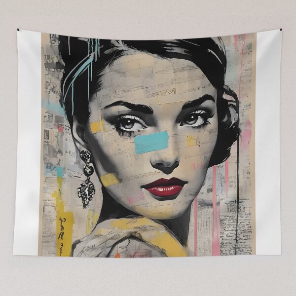 Item preview, Collage woman on newspaper designed and sold by Working-Woman.