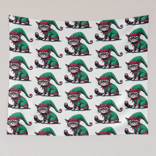 Item preview, Angry Cat - Elf Helper Christmas Hater Christmas Hates You Too I Hate People designed and sold by Cr320.