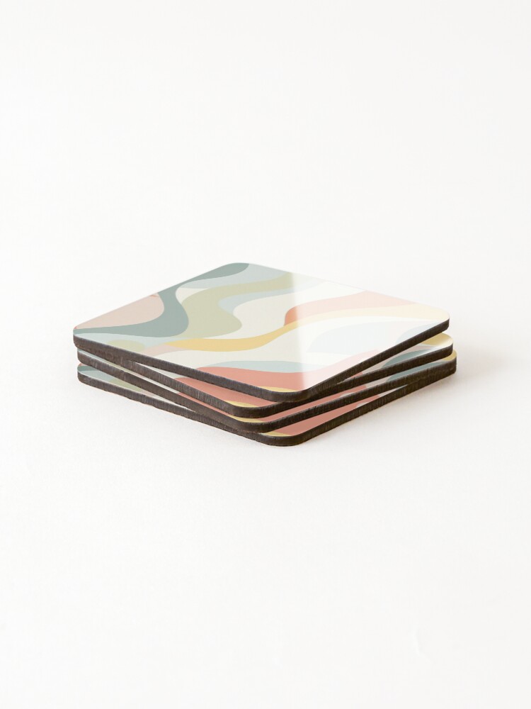 Thumbnail 4 of 5, Coasters (Set of 4), Pastel wave pattern designed and sold by TrPatternLab.