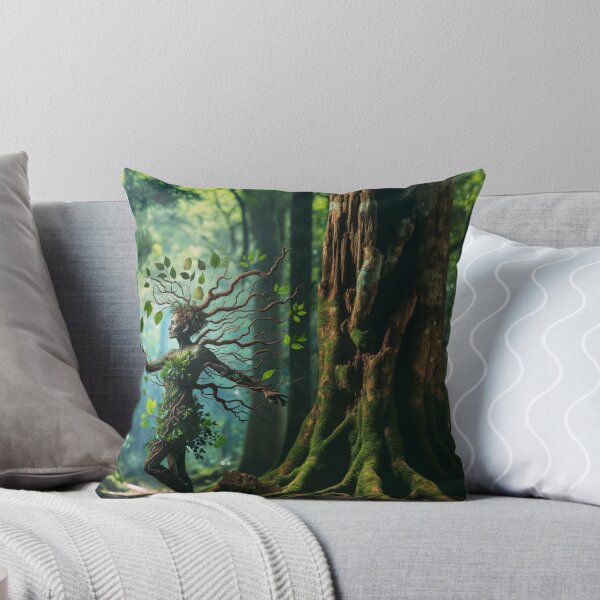 Item preview, Woman in a forest, whose body is gradually transforming into the bark and branches of an old tree designed and sold by AndreaMart.