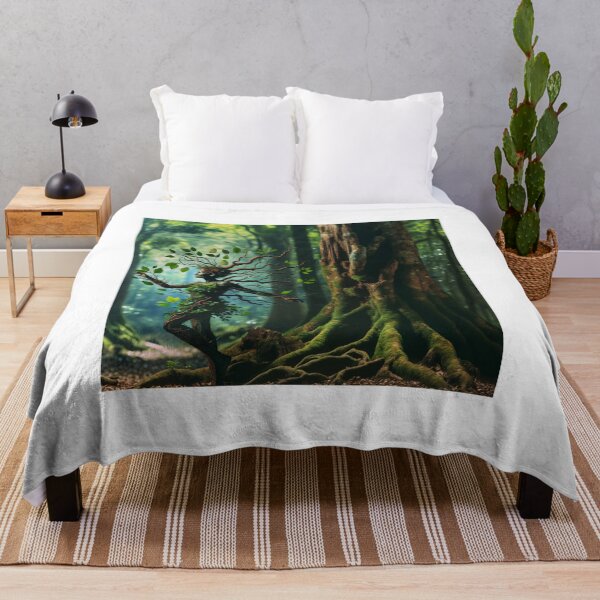 Item preview, Woman in a forest, whose body is gradually transforming into the bark and branches of an old tree designed and sold by AndreaMart.