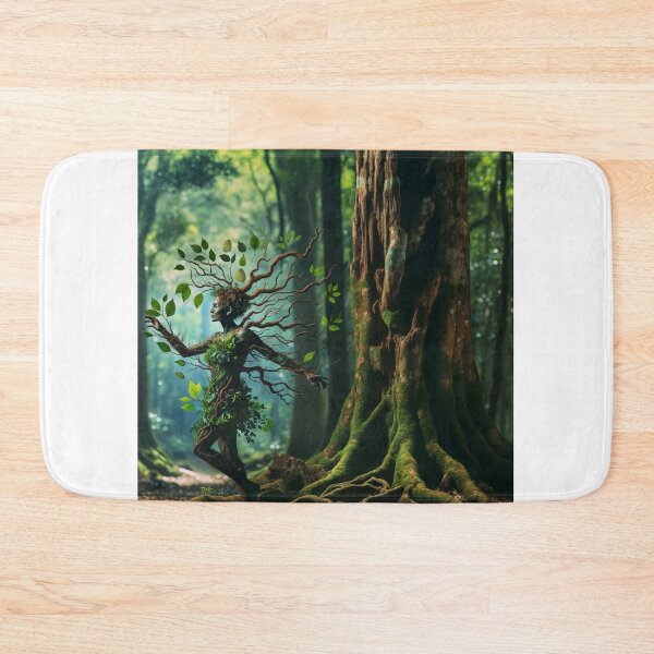 Item preview, Woman in a forest, whose body is gradually transforming into the bark and branches of an old tree designed and sold by AndreaMart.