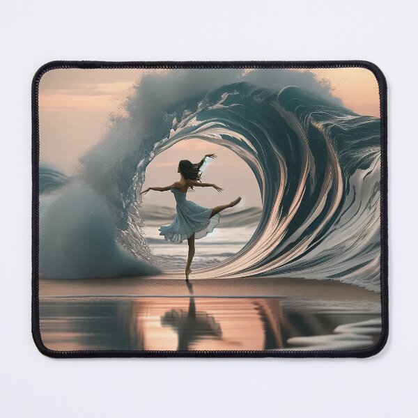 Item preview, Woman dancing on the beach with the ocean waves as if they were her partners, with the water appearing to be alive designed and sold by AndreaMart.
