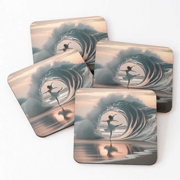 Item preview, Woman dancing on the beach with the ocean waves as if they were her partners, with the water appearing to be alive designed and sold by AndreaMart.