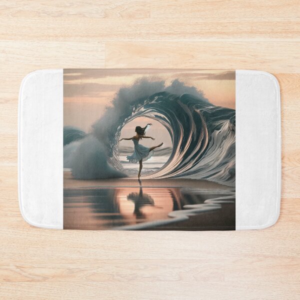 Item preview, Woman dancing on the beach with the ocean waves as if they were her partners, with the water appearing to be alive designed and sold by AndreaMart.