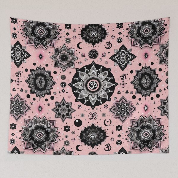 Item preview, Black & pink spiritual pattern ohm symbol  designed and sold by SpookyCuties.