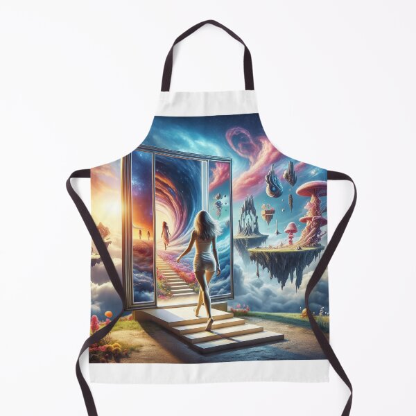 Item preview, Woman stepping through a large mirror into an alternative, surrealistic world where reality and fantasy intertwine designed and sold by AndreaMart.