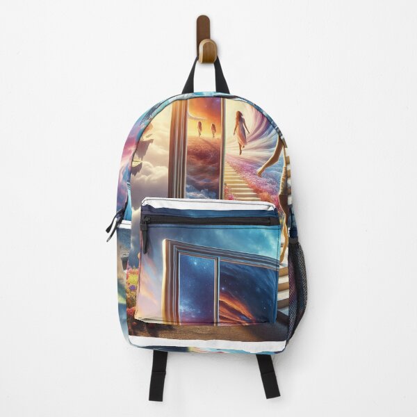 Item preview, Woman stepping through a large mirror into an alternative, surrealistic world where reality and fantasy intertwine designed and sold by AndreaMart.