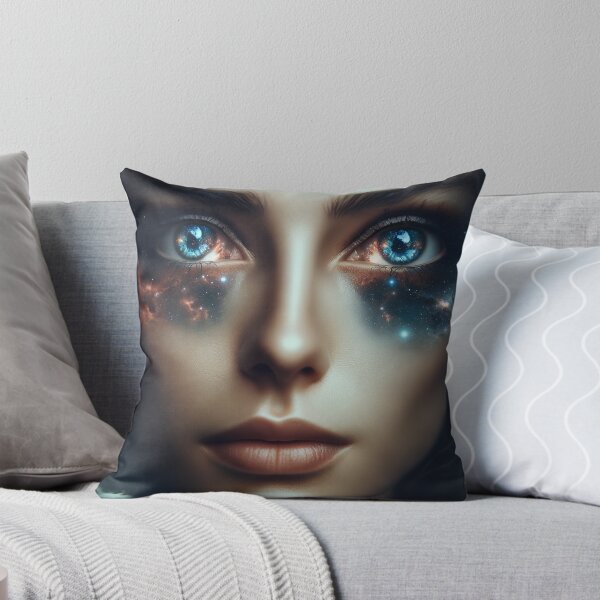Item preview, Woman whose eyes open into endless galaxies, reflecting in the night sky designed and sold by AndreaMart.